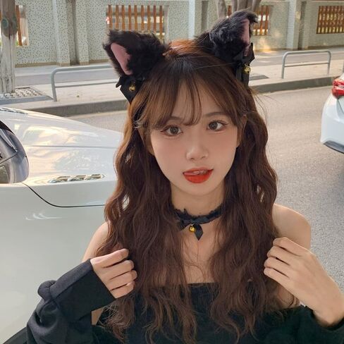 2Pcs Cute Pink and Black Cat Ears Hair Clips Pins Hairpin Anime Lolita Cosplay Headwear Neko Cat Ears Headpiece Halloween Hair Accessories Headbands Hats and Caps in Saudi Arabia