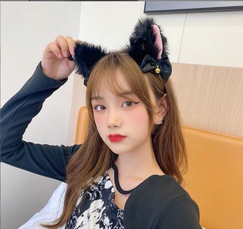 2Pcs Cute Pink and Black Cat Ears Hair Clips Pins Hairpin Anime Lolita Cosplay Headwear Neko Cat Ears Headpiece Halloween Hair Accessories Headbands Hats and Caps in Saudi Arabia
