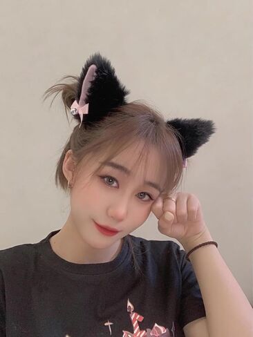 2Pcs Cute Pink and Black Cat Ears Hair Clips Pins Hairpin Anime Lolita Cosplay Headwear Neko Cat Ears Headpiece Halloween Hair Accessories Headbands Hats and Caps in Saudi Arabia
