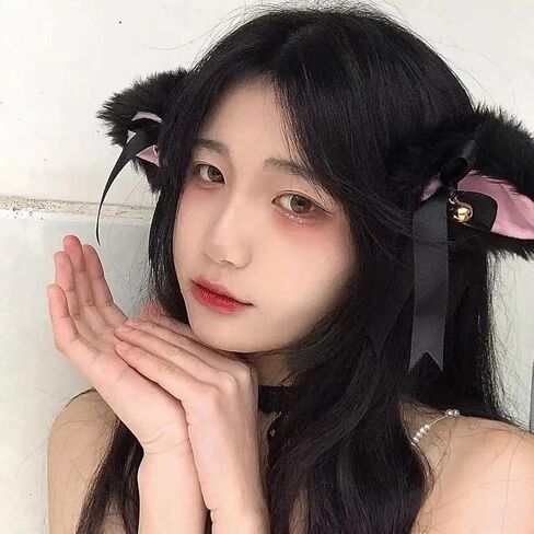2Pcs Cute Pink and Black Cat Ears Hair Clips Pins Hairpin Anime Lolita Cosplay Headwear Neko Cat Ears Headpiece Halloween Hair Accessories Headbands Hats and Caps in Saudi Arabia