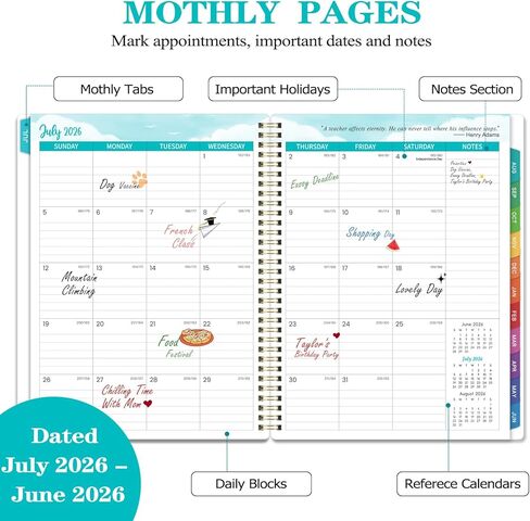 مخطط المعلم 2026-2027 - مخطط دروس المعلم، مخطط أكاديمي 2026-2027، يوليو 2026 - يونيو 2027، 8.5 × 11 بوصة، 26-27 مخطط أسبوعي وشهري، كتاب خطة الدرس للمعلمين، علامات تبويب ملونة، جيب داخلي - زهور in Kuwait