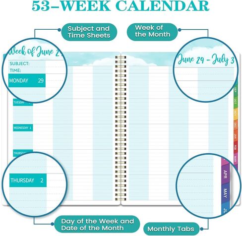 مخطط المعلم 2026-2027 - مخطط دروس المعلم، مخطط أكاديمي 2026-2027، يوليو 2026 - يونيو 2027، 8.5 × 11 بوصة، 26-27 مخطط أسبوعي وشهري، كتاب خطة الدرس للمعلمين، علامات تبويب ملونة، جيب داخلي - زهور in Kuwait