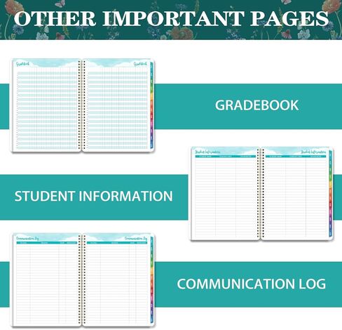 مخطط المعلم 2026-2027 - مخطط دروس المعلم، مخطط أكاديمي 2026-2027، يوليو 2026 - يونيو 2027، 8.5 × 11 بوصة، 26-27 مخطط أسبوعي وشهري، كتاب خطة الدرس للمعلمين، علامات تبويب ملونة، جيب داخلي - زهور in Kuwait