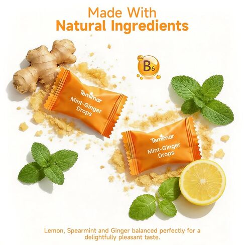 Nausea Relief for Pregnant Women, Ginger Candy Drops for Motion Sickness & Morning Sickness Relief, Added Vitamin B6 for Pregnancy Nausea Relief, Spearmint Flavor, 30 Individually Lozenges in Saudi Arabia