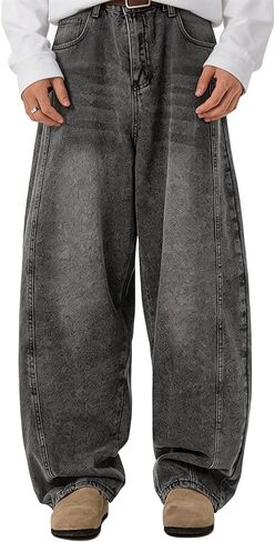 Mens Baggy Jeans Wide Leg Jeans Streetwear Pants Y2K Carpenter Denim Vintage Oversized Jean for Men in Saudi Arabia