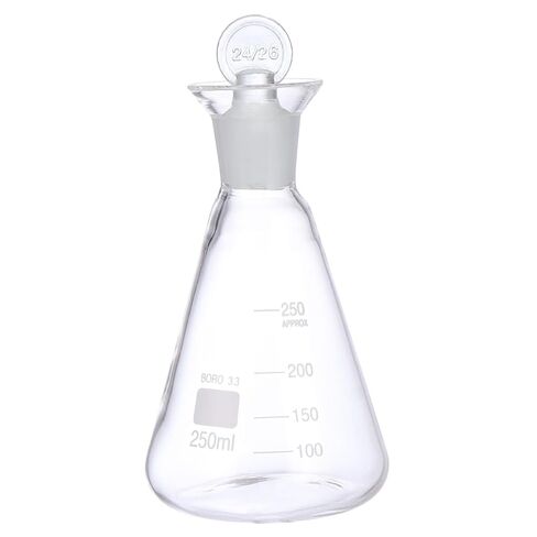 Flask Experiment Glass Flask Glass Conical Flask Graduated Borosilicate Erlenmeyer Flask with Ground Stopper for Lab Experiment Chemistry- 250ml Glass Beaker Chemistry Glassware in Kuwait
