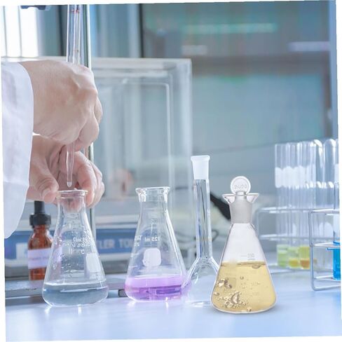 Flask Experiment Glass Flask Glass Conical Flask Graduated Borosilicate Erlenmeyer Flask with Ground Stopper for Lab Experiment Chemistry- 250ml Glass Beaker Chemistry Glassware in Kuwait