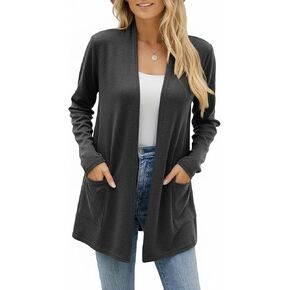 سترة نسائية خفيفة الوزن بأكمام طويلة من Newchoice مع جيوب للصيف كاجوال مفتوحة من الأمام سترة صوفية منفضة in Kuwait