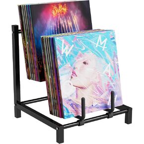 تخزين تسجيلات الفينيل، حامل تسجيلات معدني أسود بطبقتين، رف تخزين تسجيلات الفينيل الصلب الصلب، منظم ألبوم بسيط، حل تخزين أنيق لمجموعتك in Kuwait