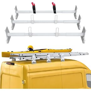 Universal Roof Ladder Rack Adjustable Length 48"-67" for Cargo Van with Rain Gutters Fit for 1996-up Chevy Express 1500 2500 3500 Ford Econoline GMC Savana 800 Lbs Load Capacity in Saudi Arabia
