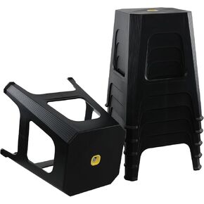 6 عبوات من Sandmovie بمقاعد بلاستيكية بارتفاع 18.7 بوصة بدون ظهر، مقاعد محمولة للتعشيش، مقعد مربع، أسود in Kuwait