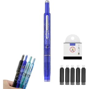 قلم حبر قابل للسحب، قلم حبر أسود بسن رفيع 0.38 مم يتضمن 5 خراطيش حبر لا تسرب للكتابة السلسة للكتابة والمكتب (أزرق داكن، أسود) in Kuwait