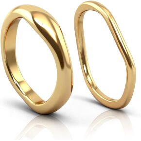 14K Gold Plated Rings for Women Non Tarnish Stackable Statement Ring Set Cubic Zirconia Chunky Wavy Rings Dainty Stacking Jewelry Gift Size 6-8 in Saudi Arabia