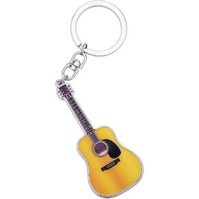 سلسلة مفاتيح جيتار - سلسلة مفاتيح جيتار من سبيكة الزنك مع فتاحة زجاجات، حلقة مفاتيح جيتار معدنية لمحبي موسيقى الجيتار، والموسيقيين، والأب (أصفر) in Kuwait