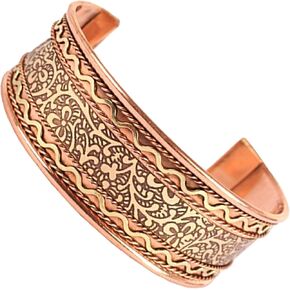 Handcrafted Copper Bracelet Hand Forged with Solid and High Gauge Tibetan Style Engraved Cuff Jewelry for Women Men in Kuwait