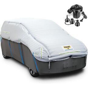 Inflatable Hail Car Cover with Thickened Airtight PVC Airbag Protection, Heavy Duty Anti-Hail Full Car Cover for Sedans & SUVs Length Between 166"–198", Air Pump Included in Saudi Arabia