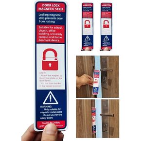 Lockdown Magnetic Strips Door Security Devices Thin Magnetic Strips School Office Emergency Easy Quick Lock Door Latch White Text Version (30) in Kuwait