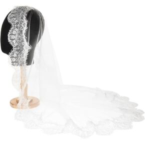 First Communion Veil with Lace Trim, White, 42x28 Inch, Flower Around Rim in Kuwait