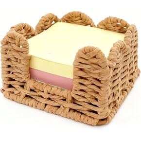 Sticky Note Holder, 3 x 3 Inch Paper Rope Woven Sticky Note Dispenser, Post It Note Dispenser for Office Desk Accessories, Memo Pad Holder Dispenser Organizer for School Office Desk Supplies in Kuwait