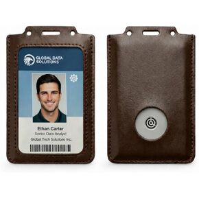 حامل شارة هوية عمودي متوافق مع Centegix CrisisAlert V2، حافظة جلدية نحيفة من البولي يوريثان مع فتحة زر للطوارئ، يحمل شارة إنذار وبطاقة هوية للمعلمين والممرضات وموظفي المدرسة، أسود in Kuwait