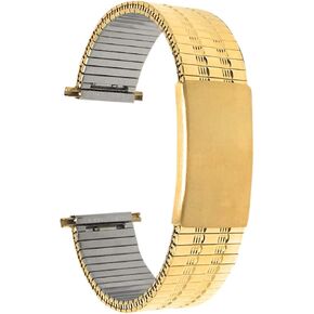 Bandini Adjustable Length Stretch Watch Band, Stainless Steel, Straight End, Metal Expansion Strap - Silver, Gold and Silver/Gold Tone - 12mm, 13mm, 14mm, 18mm, 19mm, 20mm, 21mm, 22mm in Saudi Arabia