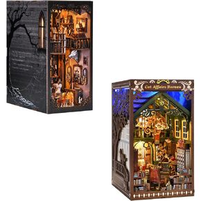 مجموعة زوايا الكتب، DIY 3D خشبية لغز Booknook Bookend Miniature رف الكتب الديكور in Kuwait
