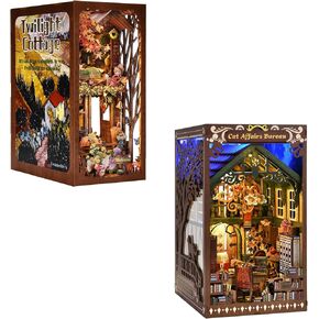 مجموعة زوايا الكتب، DIY 3D خشبية لغز Booknook Bookend Miniature رف الكتب الديكور in Kuwait