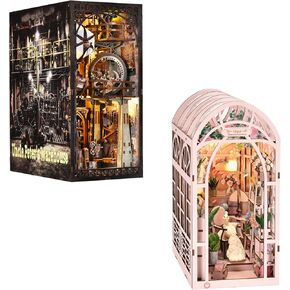 مجموعة زوايا الكتب، DIY 3D خشبية لغز Booknook Bookend Miniature رف الكتب الديكور in Kuwait