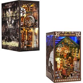 مجموعة زوايا الكتب، DIY 3D خشبية لغز Booknook Bookend Miniature رف الكتب الديكور in Kuwait