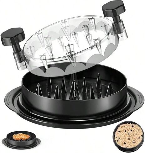 Chicken Shredder Tool Twist with Clear Lid 8 Inch Large Meat Shredder Machine Anti Slip Handle BPA Free Dishwasher Safe Chicken Breast Grinder for Pulled Pork Beef BBQ Accessories Black (Black) in Saudi Arabia