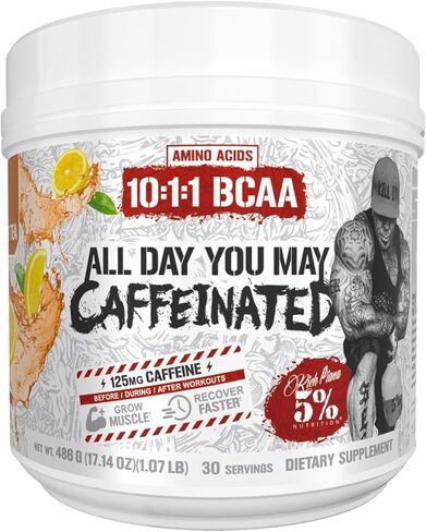 5% Nutrition Rich Piana AllDayYouMay BCAA Powder | Premium Intra & Post Workout Amino Acids, Hydration, Endurance, Muscle Recovery, Joint & Liver Support | 18.8 oz, 30 Servings (Italian Lemon Ice) in Saudi Arabia