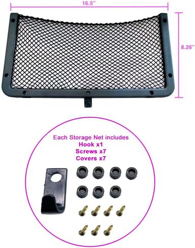 (2-Pack) Universal Automotive Storage Net - Elastic Mesh Pocket w/Bottom Hook for Boats, RV, Truck in Kuwait