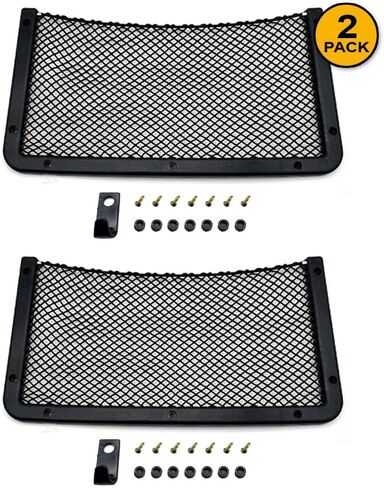 (2-Pack) Universal Automotive Storage Net - Elastic Mesh Pocket w/Bottom Hook for Boats, RV, Truck in Kuwait