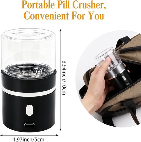 Portable Small Electric Pill Crusher, Grind Pills to Fine Powder for Elderly, Rechargeable & Washable, with Safety Lock, Perfect for Pets Nursing Home, with Pill Organizer Travel Essential in Saudi Arabia