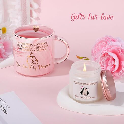Anniversary Birthday Gifts for Women Wife Girlfriend, Penguin I Love You Romantic Gifts for Her Basket Set of 7 in Saudi Arabia