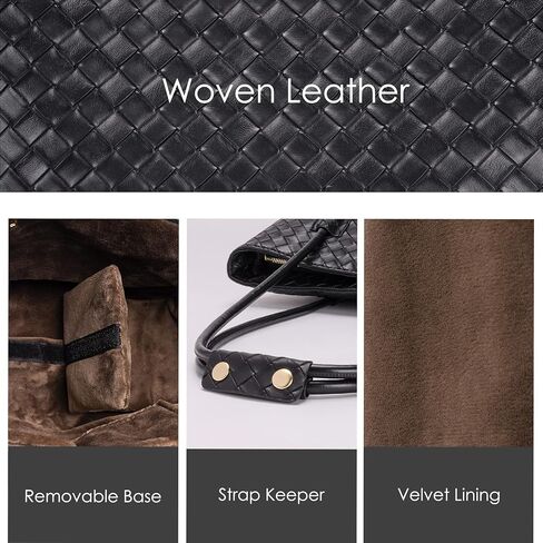 Woven Tote Bags for Women, Vegan Leather Shoulder Bag with Zipper and Matching Pouch, Large Capacity Women's Handbag Velvet Lining Design Weekender Bag for Work Travel Shopping (Black) | Woven Design, Velvet Lining in Saudi Arabia
