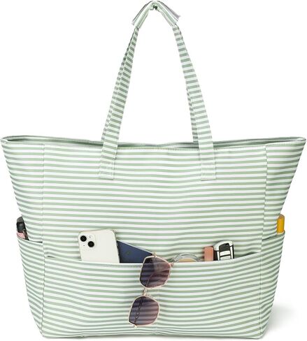 Beach Tote Bags for Women Large Beach Bag with Zipper Pool Bag for Gym Weekender Travel Water-resistant Sand-resistant in Saudi Arabia