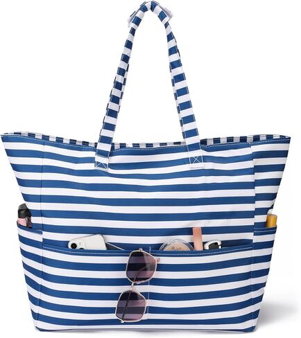 Beach Tote Bags for Women Large Beach Bag with Zipper Pool Bag for Gym Weekender Travel Water-resistant Sand-resistant in Saudi Arabia