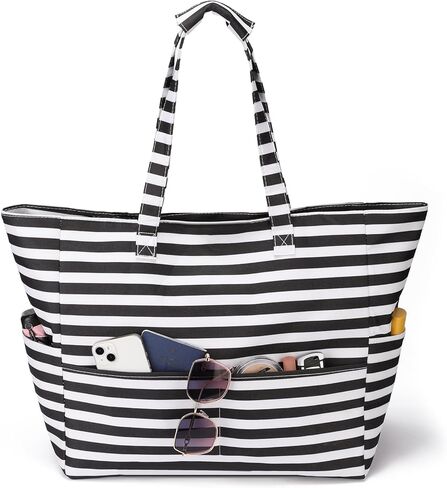 Beach Tote Bags for Women Large Beach Bag with Zipper Pool Bag for Gym Weekender Travel Water-resistant Sand-resistant in Saudi Arabia