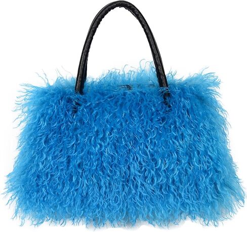 حقيبة يد نسائية منفوشة ناعمة من الفرو الصناعي، حقيبة فرو نسائية لطيفة مناسبة للتسوق والسفر in Kuwait