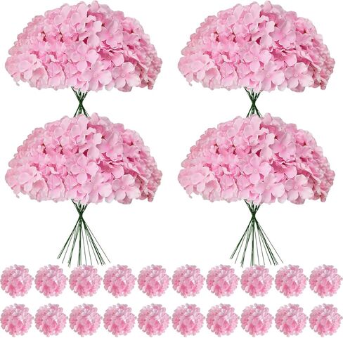 100 Pcs Faux White Hydrangea Artificial Flowers Bulk, Fake Silk Hydrangea Flowers Heads with Stems for Wedding Decorations Garden Party Baby Shower Porch Home Decor Table Centerpieces in Kuwait