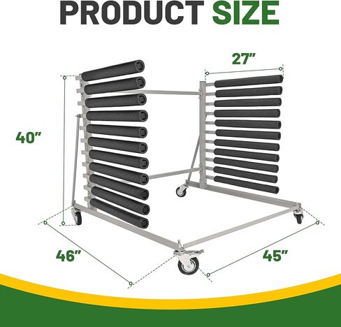 10 Slot Mobile Auto Windshield Glass Rack w/ 4 Heavy Duty Casters 2" Padded Bars Powder Coated in Saudi Arabia