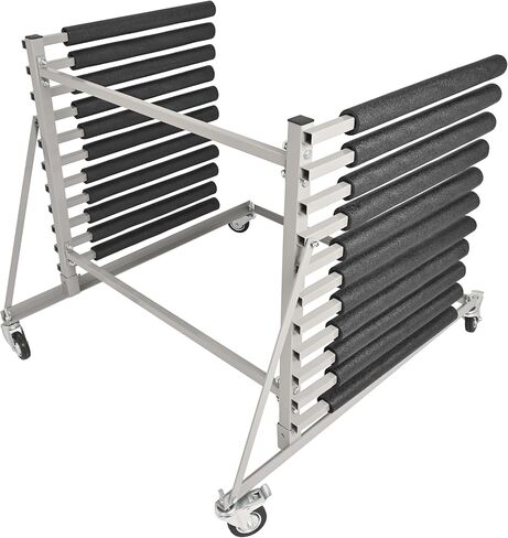 10 Slot Mobile Auto Windshield Glass Rack w/ 4 Heavy Duty Casters 2" Padded Bars Powder Coated in Saudi Arabia