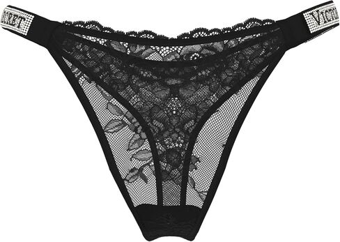 Victoria's Secret Very Sexy Lace Shine Strap Thong, Black Lace, XL in Saudi Arabia
