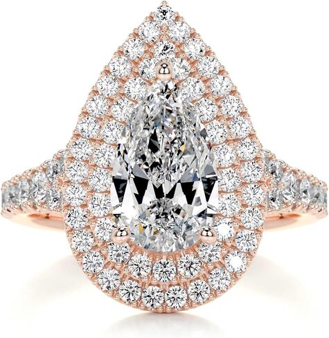 2CT-4CT Pear Cut Double Halo Split Shank Anniversary Ring Handmade Wedding Ring for Women Engagement Promise Gifts for Her Moissanite in Saudi Arabia