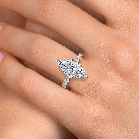 Gem Stone King 1.70-5.70 Cttw Marquise Cut Lab Grown Diamond Engagement Ring For Women | 2-Tone 14K White and Yellow Gold | IGI Certified | E-F | VS1-VS2 | Wedding Anniversary Ring in Saudi Arabia