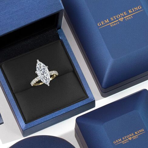 Gem Stone King 1.70-5.70 Cttw Marquise Cut Lab Grown Diamond Engagement Ring For Women | 2-Tone 14K White and Yellow Gold | IGI Certified | E-F | VS1-VS2 | Wedding Anniversary Ring in Saudi Arabia