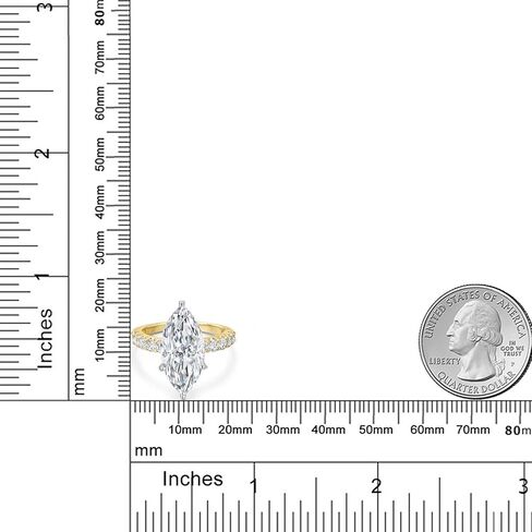 Gem Stone King 1.70-5.70 Cttw Marquise Cut Lab Grown Diamond Engagement Ring For Women | 2-Tone 14K White and Yellow Gold | IGI Certified | E-F | VS1-VS2 | Wedding Anniversary Ring in Saudi Arabia