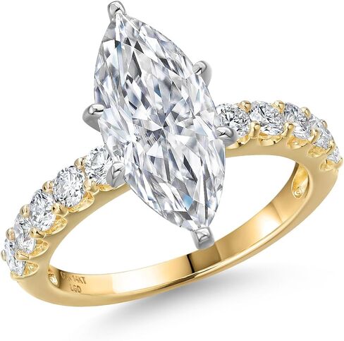Gem Stone King 1.70-5.70 Cttw Marquise Cut Lab Grown Diamond Engagement Ring For Women | 2-Tone 14K White and Yellow Gold | IGI Certified | E-F | VS1-VS2 | Wedding Anniversary Ring in Saudi Arabia