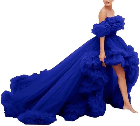 High Low Tulle Prom Dress Off Shoulder Puffy Long Ball Gown 2026 Ruffles Formal Evening Dresses in Saudi Arabia